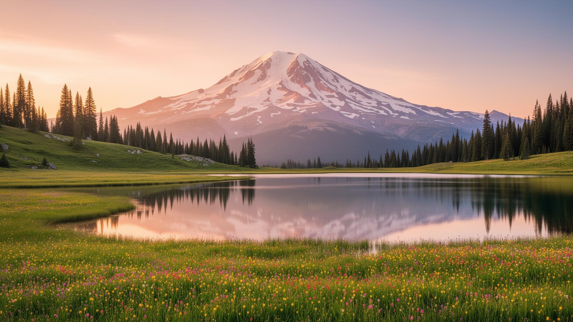 Mount Shasta landscape at golden hour